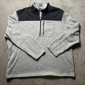 Eddie Bauer Men's 2XL 1/4 Zip Gray Black Pullover Sweatshirt